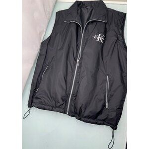 Calvin Klein CK Men Vest Windbreaker Full Zip Nylon L/XL Black